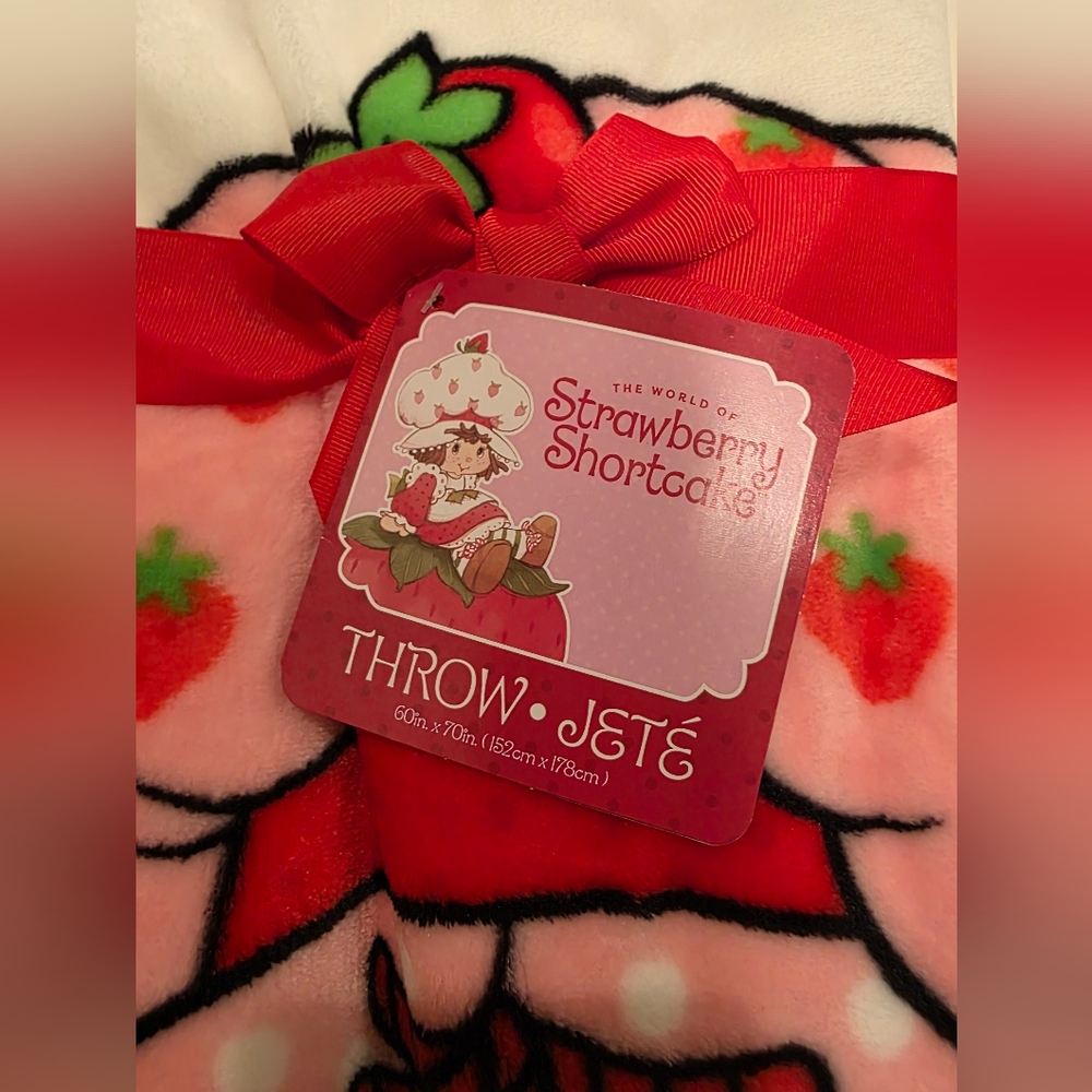Retro Strawberry Shortcake Plush Blanket-NWT - Picture 2 of 3